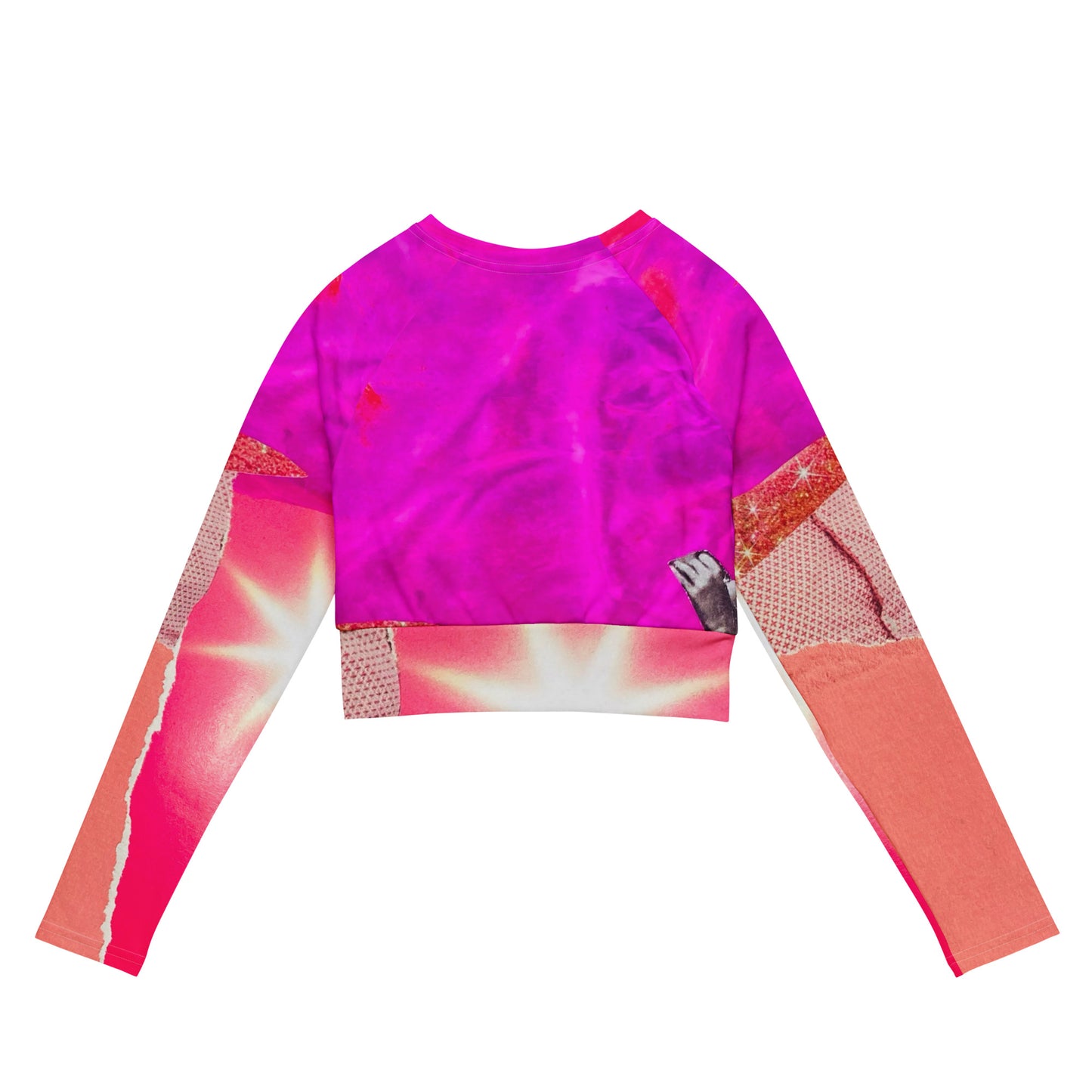 Long Sleeve Crop Top-Pink