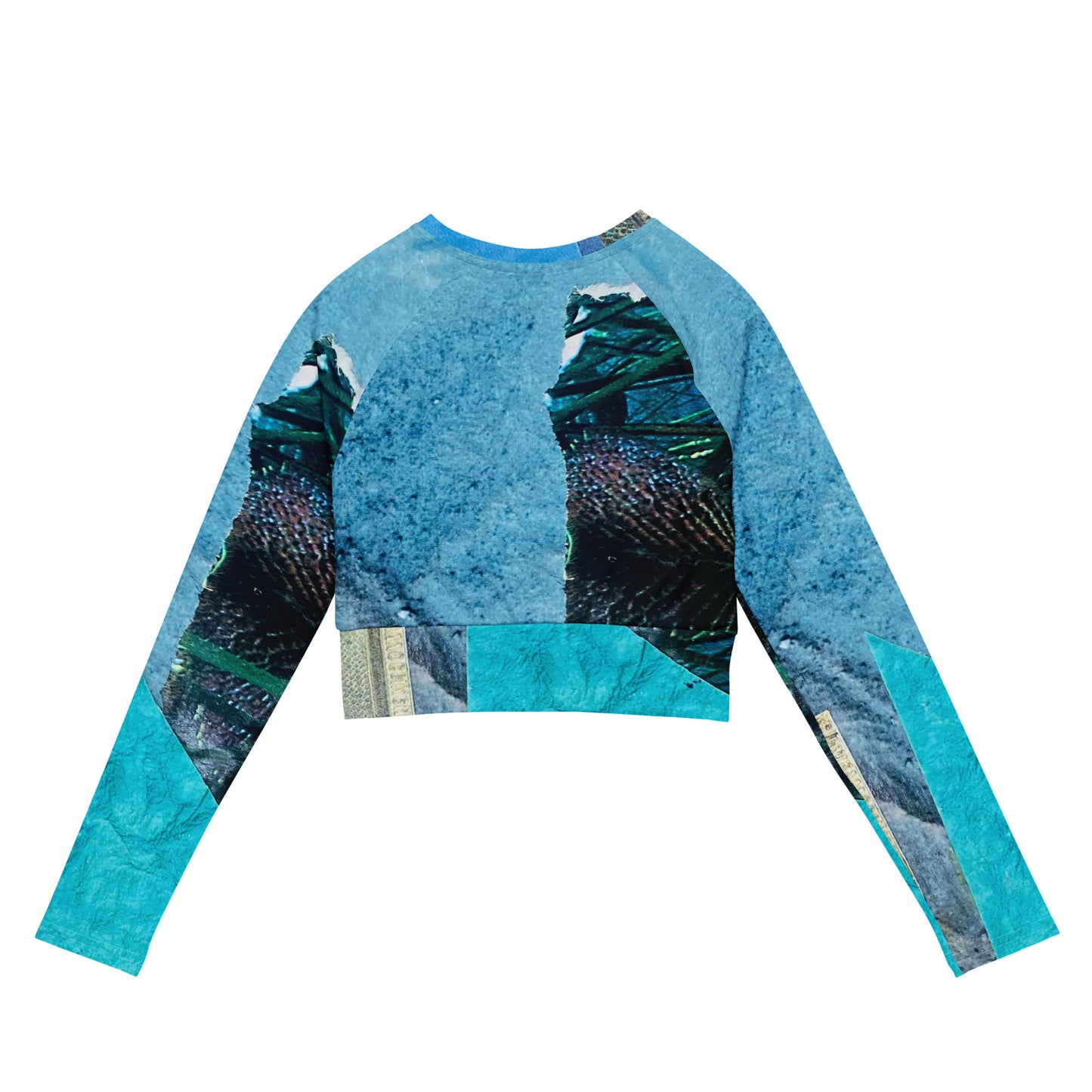 Long Sleeve Crop Top-Blue