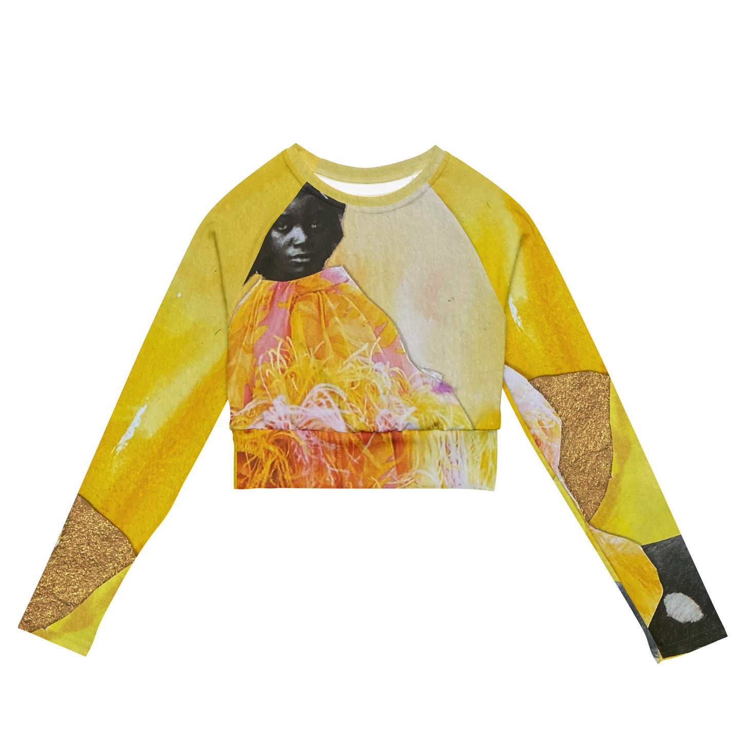 Long Sleeve Crop Top-Yellow